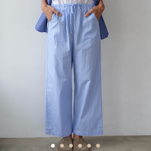 DONNI Light Blue Pinstripe Wide-Leg Pants Small